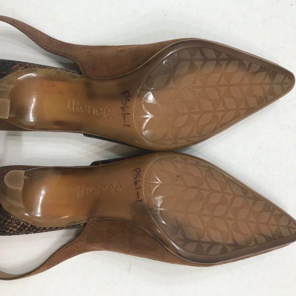 J.Renee’ Snake Print & Suede Fabric Low Heel Sling back - Picture 8 of 12
